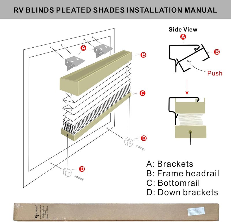 Dulepax RV Blinds - Pleated Shades, 44" W x 38" L Cappuccino RV Window Shades for Camper, Travel Trailers & Motorhome Windows - Image 4